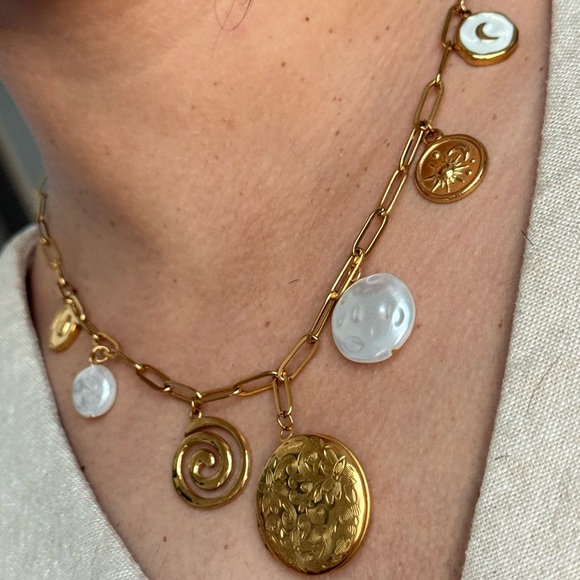 Gold and Silver Charm Necklace - Picture 2 of 4